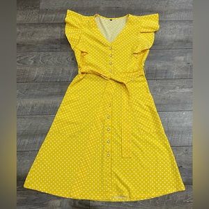 Yellow Polka Dot Summer Sundress size M